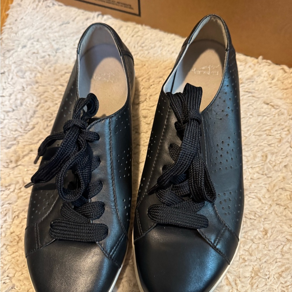 Dansko Black Leather Low-Top Sneakers